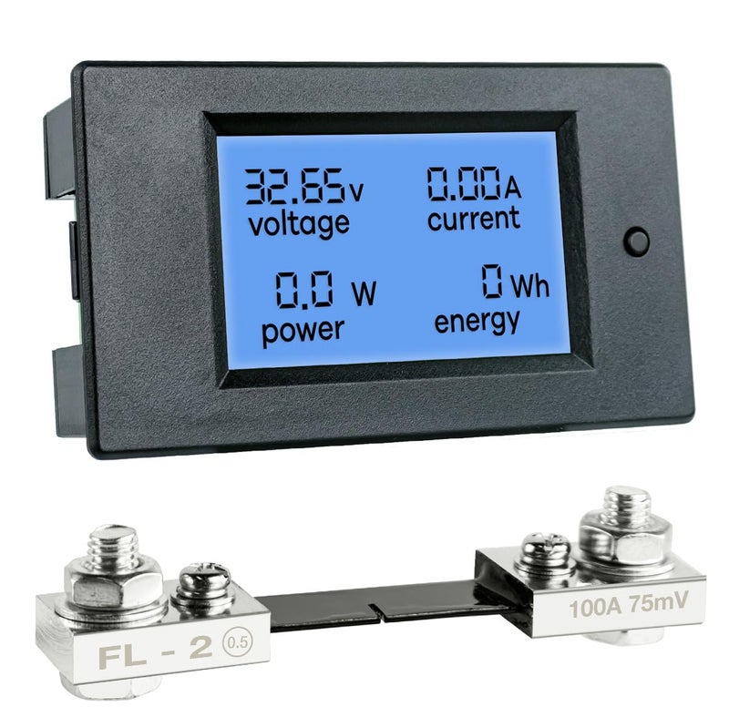 Hosyond عداد الطاقة الرقمي LCD 6.5-100V 0-100A لمراقبة الطاقة الجهد التيار الطاقة عداد الأمبير الفولتميتر الملتيمتر مع شنت 100A - Image 1
